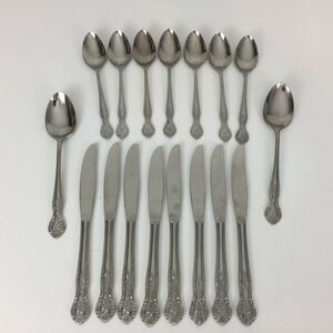 (JL) Nasco Pamela Pattern Stainless Flatware Japan Knife Spoon 17pcs